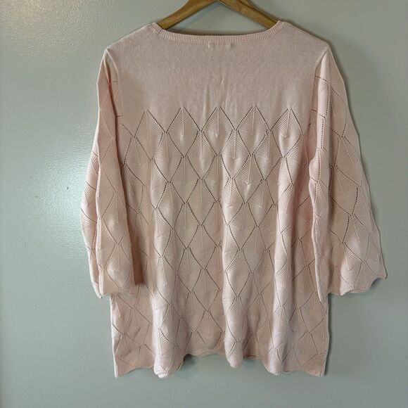 Est 1946 Womens Sweater Peach 3/4 Sleeve Textured Pullover Sz Large - Picture 7 of 7
